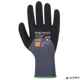 . Védőkesztyű, nylon, nitrilhab, M méret 'DermiFlex Ultra Plus', szürke-fekete