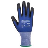 . Védőkesztyű, nylon, PU tenyéren mártott, M méret Senti-Flex, kék (MED216)