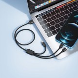 VEGER kábel 3 az 1-ben USB A - Type-C + Apple Lightning 8-tű + Micro 2A V303 1,2m fekete