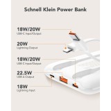 Veger W1170 powerbank 10000mAh 2A 22.5W QC3.0 PD beépített Type-C és Lightning kábellel fehér - fehér