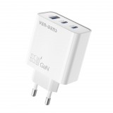 Ven-Dens SP-TC82BG, 1 x USB A, 2 x USB C, Max. 65 W, PD, QC 3.0, Fehér, Töltő Adapter