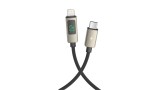 Ven-Dens VD-DCJ04, USB-C apa- Lightning apa, 1.5 m, 27 W, PD, Fekete, Kijelzős Gyorstöltő Adatkábel