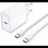 Vention 1-port 25 W USB-C Wall Charger with USB-C Cable EU-Plug fehér (FAHWF-EU)