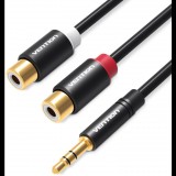 Vention 3.5mm Male to 2x RCA Female Audio Cable 0.3m Black Metal Type (VAB-R02-B030)
