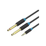 Vention Audio 3.5mm jack/M to 2x6.35mm jack/M cable 3m Black BACBI