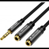 Vention BBMBY 3.5mm jack apa - 2 x 3.5mm jack anya Sztereo splitter 0.3m - Fekete (BBMBY)