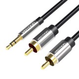 Vention BCFBF audio kábel 1 M 3.5mm 2 x RCA Alumínium, Fekete (BCFBF)