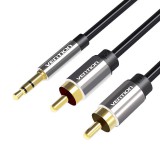 Vention BCFBG audio kábel 1,5 M 3.5mm 2 x RCA Alumínium, Fekete