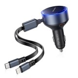 Vention Car Charger with Built-In Cable Black FFOB0