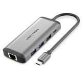 Vention CNDHB dokkoló állomás és port replikátor Vezetékes USB 3.2 Gen 1 (3.1 Gen 1) Type-C Ezüst (CNDHB)