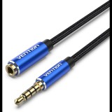 Vention Cotton Braided, TRRS, 3.5 mm, M to 3.5 mm F, Audio Extension, 0.5 m, Alu. Alloy Type, kék (BHCLD)
