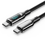 Vention Cotton Braided USB 2.0 C Male to C Male 5A Cable With LED Display 1,2m Black  TAYBAV
