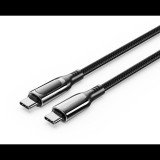 Vention Cotton Braided USB-C 2.0 5A Cable With LED Display 1.2m Black Zinc Alloy Type (TAYBAV)