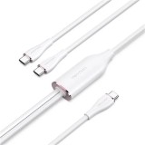 Vention CTMWG USB-C apa - 2x USB-C apa 2.0 Adat és töltőkábel - Fehér (1.5m) (CTMWG)