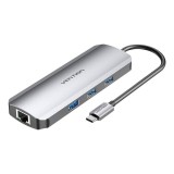 Vention TOKHB dokkoló állomás és port replikátor Vezetékes USB 3.2 Gen 1 (3.1 Gen 1) Type-C Ezüst (TOKHB)