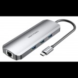 Vention TOLHB dokkoló állomás és port replikátor Vezetékes USB 3.2 Gen 1 (3.1 Gen 1) Type-C Ezüst (TOLHB)