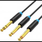 Vention TRS 6.5mm Male to 2*6.5mm Male Audio Cable 1M Black (BATBF)