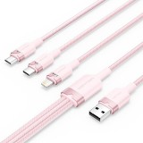 Vention USB 2.0 A Male to 3-in-1 USB-C & Lightning & Micro-B Male 3A Cable 1,5m Pink CTPPG