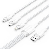 Vention USB 2.0 A Male to 3-in-1 USB-C & Lightning & Micro-B Male 3A Cable 1,5m White CTPWG