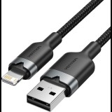 Vention USB 2.0 Type-A Male to Lightning Male 2.4A Cable 1M Black Aluminum Alloy Type (LANBF)