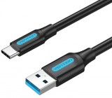Vention USB-A 3.0/M -> USB-C/M kábel (PVC,fekete), 0,5m, kábel
