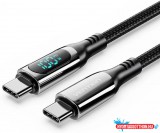 Vention USB-C 2.0/M, 1,2m, (szövet,5A,fekete, LED kijelzővel), kábel