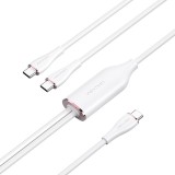 Vention USB-C 2.0/M -> 2*USB-C/M, (5A,szilikon,fehér), 1,5m, kábel
