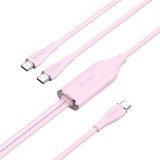 Vention USB-C 2.0/M -> 2*USB-C/M, (5A,szilikon,pink), 1,5m, kábel