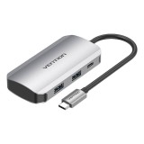 Vention USB-C - 4x USB3.0, PD dokkoló állomás 0,15m szürke (TNBHB) (TNBHB)