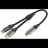 Vention USB-C Male to 2-Female RCA Cable 1m Gray Aluminum Alloy Type (BGVHF)