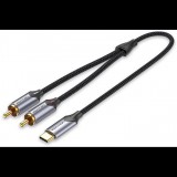 Vention USB-C Male to 2-Male RCA Cable 1M Gray Aluminum Alloy Type (BGUHF)