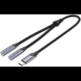 Vention USB-C Male to TRS Audio and Mic Jack 0,3m Gray Aluminum Alloy Type (BGPHY)