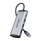 Vention USB-C - USB-C 3x USB3.0, PD dokkoló állomás 0,15m szürke (THAHB) (THAHB)