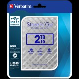 Verbatim 2TB HDD 2,5" Külső Merevlemez, USB 3.0, Ezüst