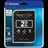 Verbatim 2TB HDD 2,5" Külső Merevlemez, USB 3.0, Fekete