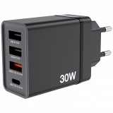 Verbatim 30W 4-Port USB Wall Charger Black 49700
