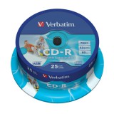 Verbatim CD-R 52X Teljes Felületén Nyomtatható Lemez - Cake (25)
