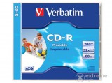 Verbatim CD-R 700 MB, 80min, 52x, normál tok, szélesen nyomtatható, matt,"ID"