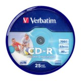 Verbatim CD-R írható CD lemez 700MB matt nyomtatható 25db hengeres (43439)