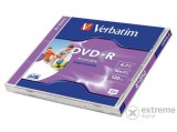 Verbatim DVD+R 4,7 GB, 16x, normál tokban, szélesen nyomtatható, matt, "ID"
