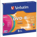Verbatim DVD-R 4.7GB 16x DVD lemez slim tok színes 5db/cs  (43557) (43557) - Lemez