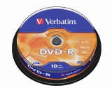 Verbatim DVD-R 4,7Gb 16x Hengeres 10db/csomag (10-ös címke) 43523