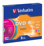 Verbatim DVD-R 4,7Gb 16x Slim 5db/csomag (5-ös címke) 43557