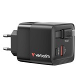 Verbatim GaN Wall Charger 65W 2 Port with Retractable Cable Black 32217