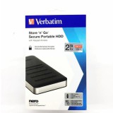 Verbatim Külső HDD 2TB USB-C AES 256 PIN Fekete