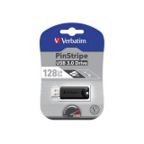 VERBATIM Pendrive, 128GB, USB 3.0, VERBATIM "Pinstripe", fekete