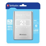Verbatim Store 'n' Go HDD 2TB, USB3.0, Nero, 8Mb Cache, Ezüst