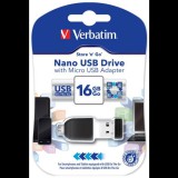 Verbatim Store' n' Go Nano USB flash meghajtó 16 GB USB A típus 2.0 Fekete (49821)
