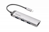 Verbatim USB-C Multiport Hub Four Port USB 3.2 Gen 1 Silver 49147