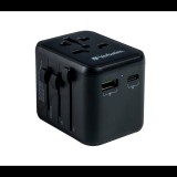 Verbatim utazási adapter UTA-02 USB-C PD és USB-A QC portokkal, fekete